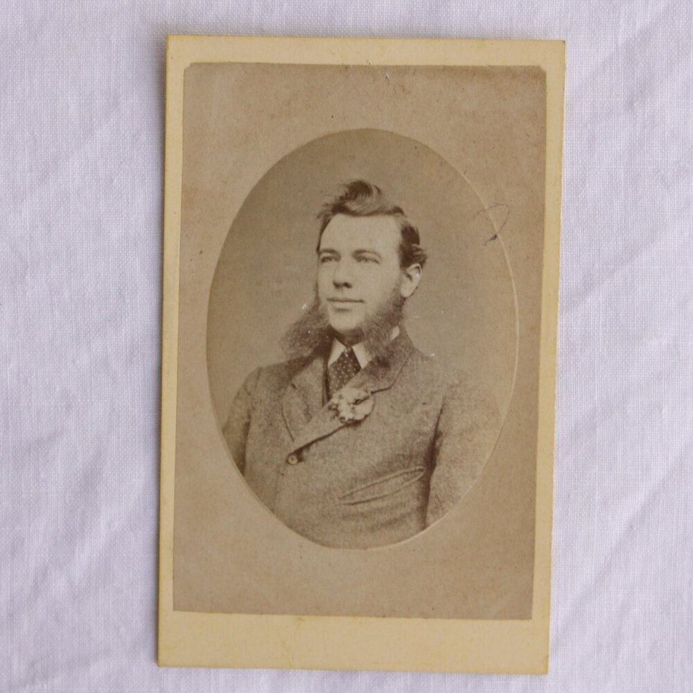 Antique British CDV W Simmons Buckingham, epic mutton chops vintage carte de